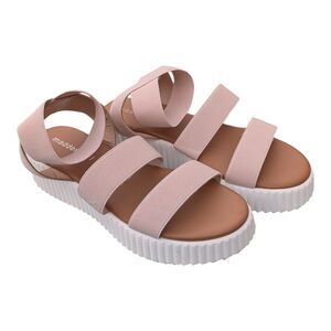 Madden Girl Women's Platform Sandals Sz 7.5 Blush Chunky Wedge Ankle Strap Y2K